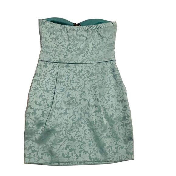 Method Mint Brocade Ruched Strapless Mini Dress - Size Medium - Picture 8 of 16